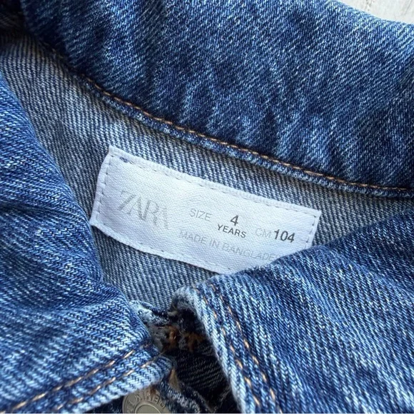 ZARA Kids blue denim jean shirt dres - Picture 3 of 5